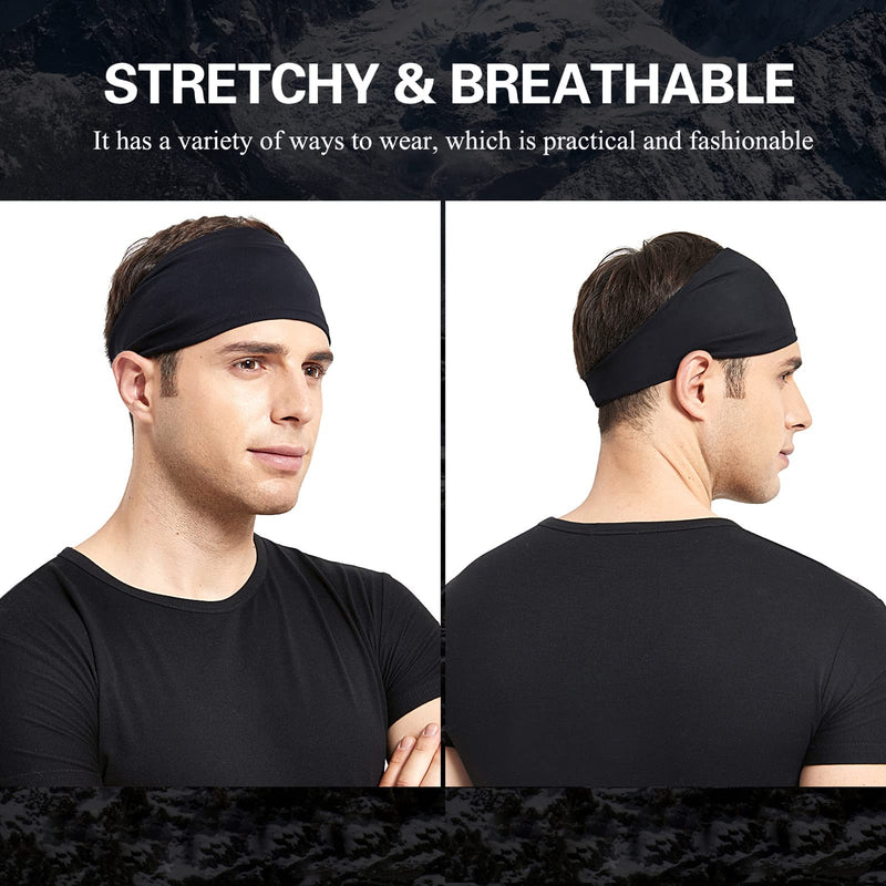 Acozycoo Mens Running Headband,5Pack,Mens Sweatband Sports Headband for Running,Cycling,Basketball,Yoga,Fitness Workout Stretchy Unisex Hairband 5 Black - BeesActive Australia