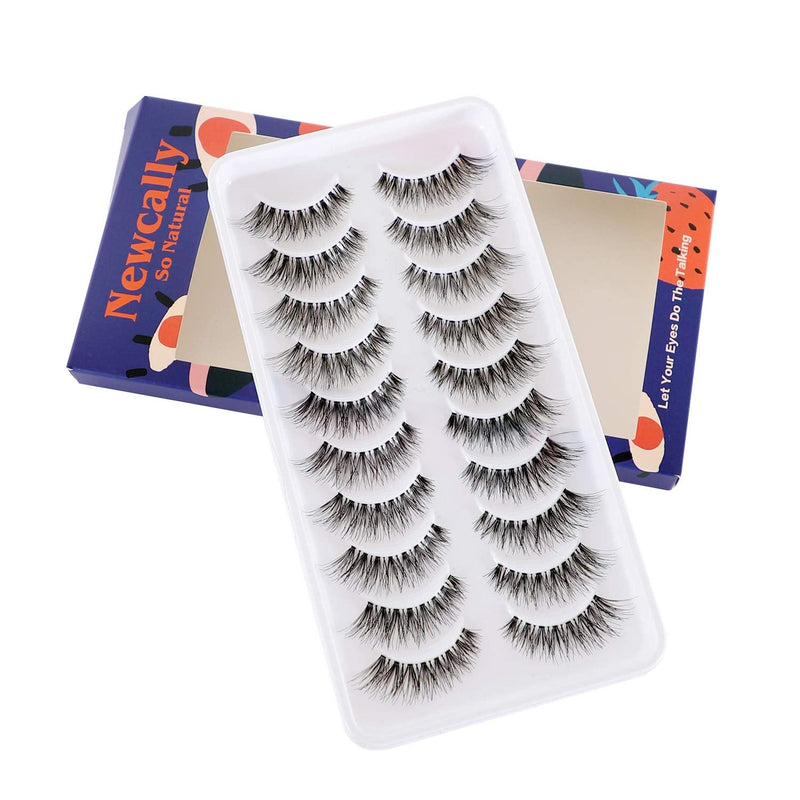 Newcally Eyelashes False Lashes Natural Look Fake Eye Lashes Wispy Strip 3D Long Fake Eyelashes 10 Pairs Multipack - BeesActive Australia