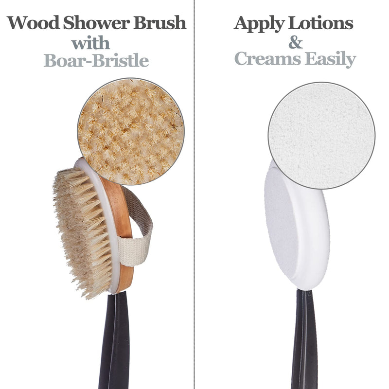 EASACE 2 in 1 Back Scrubber for Shower Body Brush Shower Brush Lotion applicator Mesh Sponge with Adjustable Angle Long Handle for Men Women - BeesActive Australia