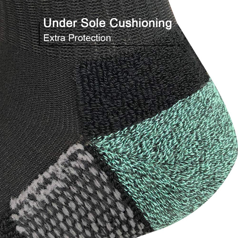[AUSTRALIA] - AKOENY Men's Performance Athletic Cushion Quarter Socks (6 Pack) Shoe Size: 6-12 Black 