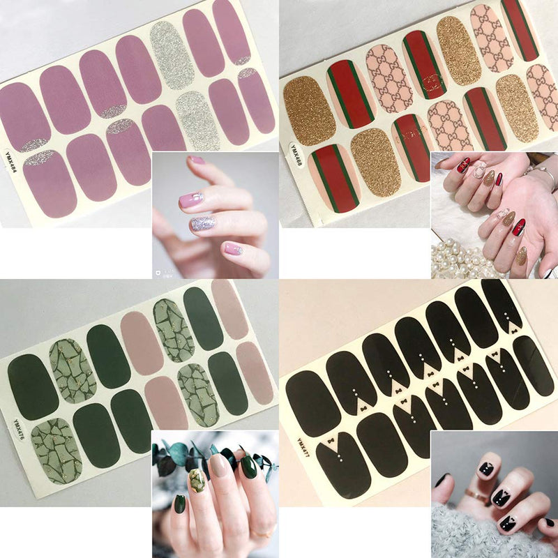 SILPECWEE 20 Sheets Adhesive Nail Polish Wraps Decals Tips and 1Pc Nail File Glitter Nail Art Stickers Strips Set Manicure Kit for Women NO2 - BeesActive Australia