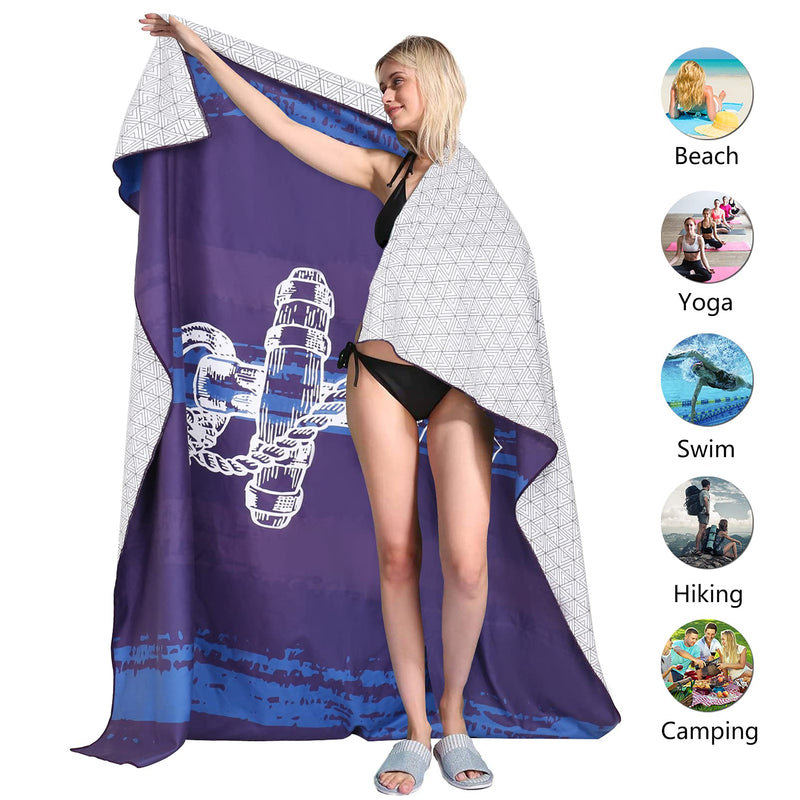 Oversized Microfiber Pool Beach Towel Blanket-72x72 XL Extra Large Big Quick Fast Dry Sand Free Clearance Camping Travel Swim Yoga Mat for Body, Personalized Women Men Adults Gift Boat Anchor - BeesActive Australia