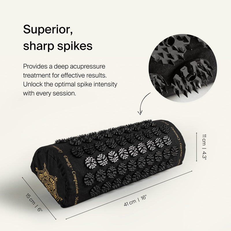 Shakti Premium Acupressure Pillow Black Level 2, Sustainable & Durable, Relieves Stress & Tension, Promotes Relaxation & Focus, Ethically Handcrafted Acupuncture Massage Pillow in India, Cotton 1 Count (Pack of 1) Shakti Black - BeesActive Australia