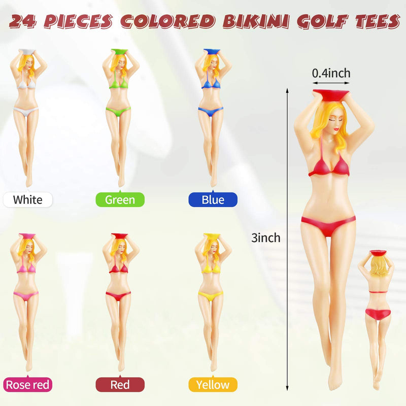 Bikini Golf Tees Colorful Pin-Up Lady Girl Golf Tee Funny Plastic Golf Tees Bikini Women Golf Tees Golf Accessories for Home Golf Training, 3 Inch (24 Pieces) - BeesActive Australia