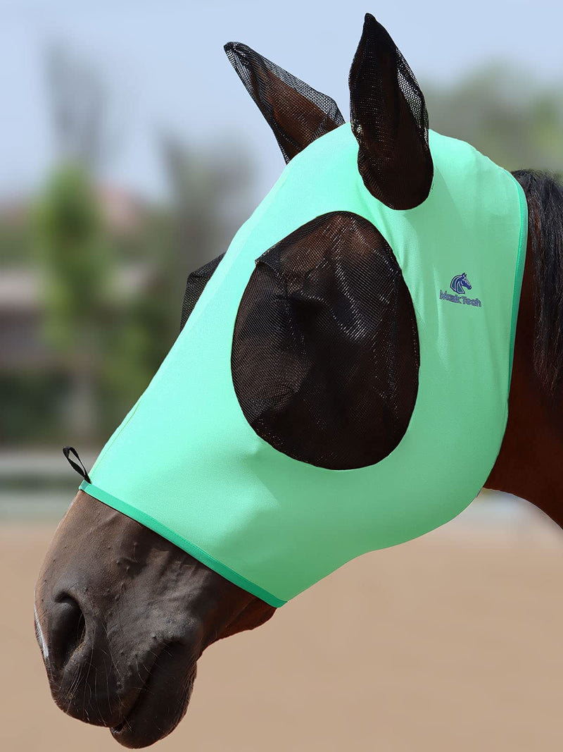 Mask-Tech Horse Fly Mask Elasticity Breathable Fabric with UV Protection Soft Mesh for Horse (L; Full Size) Summer Mint - BeesActive Australia