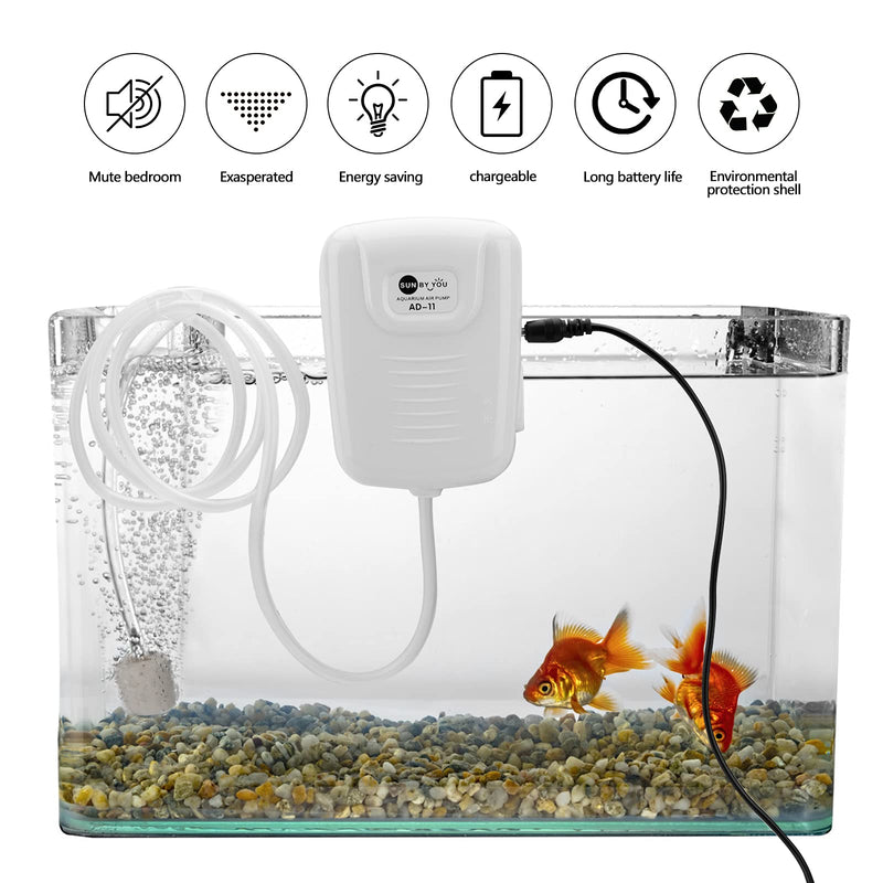 Aquarium Air Pump Portable Oxygen Bubbler Rechargeable Built-in Battery Poewered Bait Aerator, Fish Tank Accessory, Fish Transport and Power Outage Use - BeesActive Australia