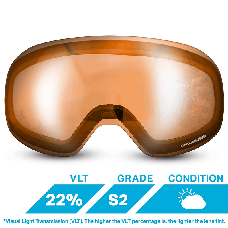 WildHorn Outfitters Roca Ski Goggles Extra/Replacement Frameless Lens Adult Amber - BeesActive Australia