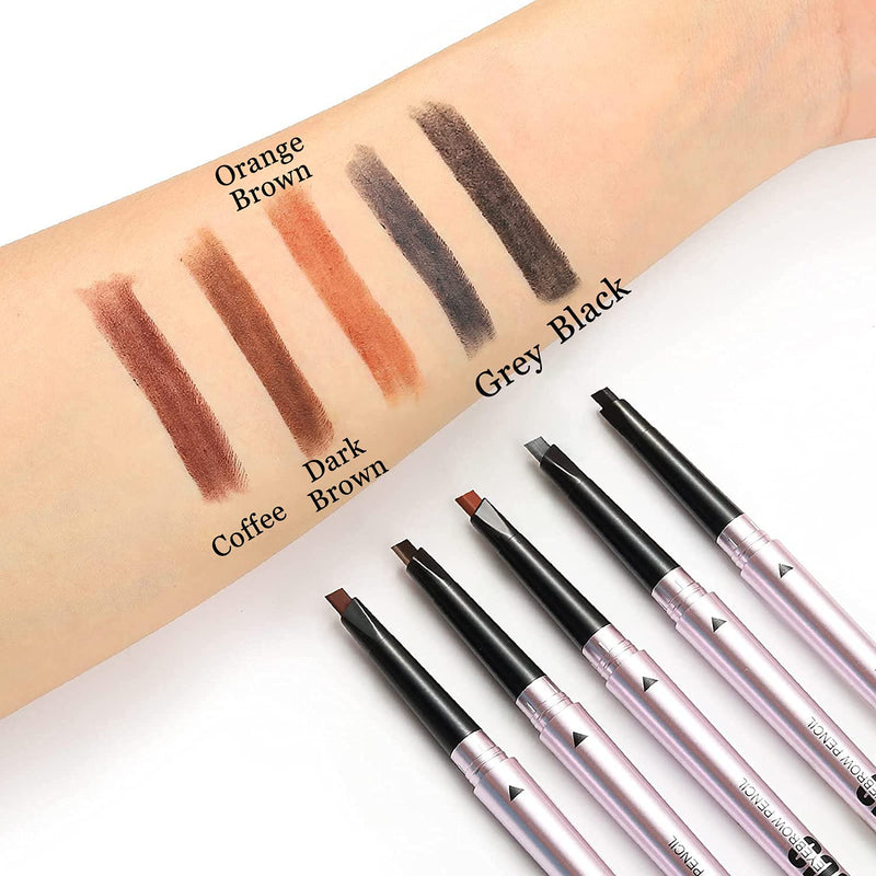 Mihqy 2 PCS Eyebrow Pencil with Brow Brush, Dual Ended Eyebrow Pen, Automatic Makeup Cosmetic Tool（Black) 2PCS Black - BeesActive Australia