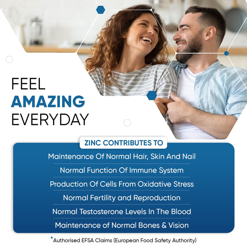 High Strength Zinc Tablets 50mg � 400 Vegan Zinc Bisglycinate Tablets 6+ Months Supply � High Absorption Zinc Supplements for Skin, Hair and Nail - Immunity Supplements for Men & Women - BeesActive Australia