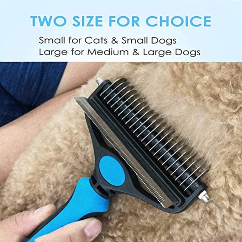 Dog Brush for Shedding – 2 Sided Deshedding brush for Dogs and Cats – Premium Grooming Comb for Short and Long Haired dogs, Cats and other Pets – Blue - BeesActive Australia