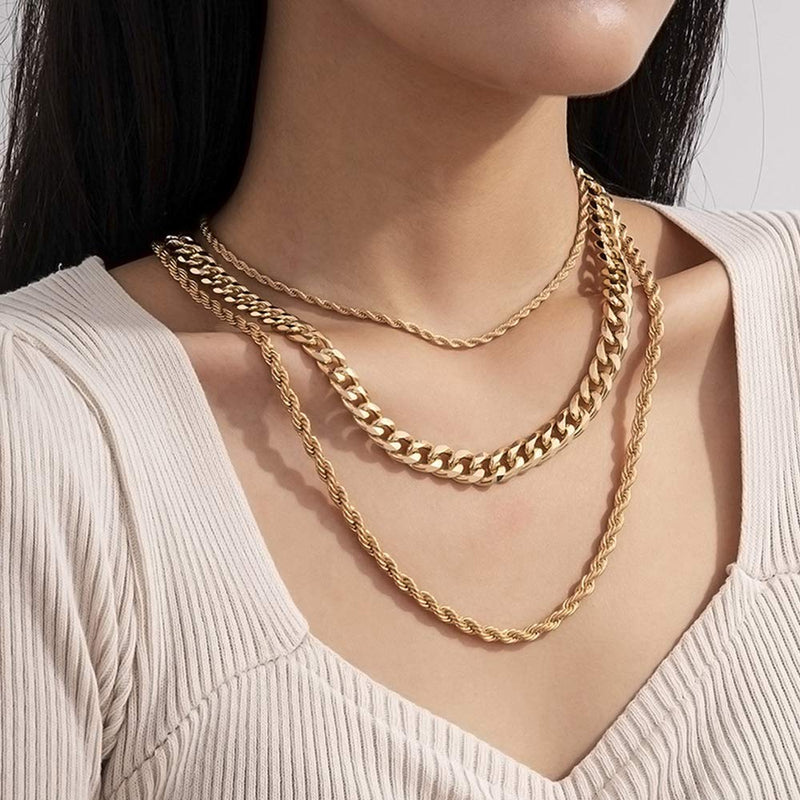 fxmimior Dainty Boho Simple Layered Necklace Punk Necklaces Pendant Gold Jewelry for Women and Girls 3 Tier - BeesActive Australia