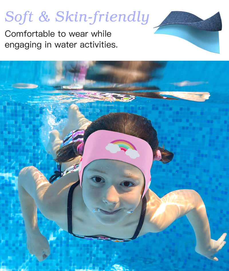 HeySplash Swimming Headband, Ear Band Swimmer Ear Protection, Elastic Neoprene Ear Guard and Hair Guard for Kids, Toddlers and Adults, Designed to Keep Water Out and Hold Earplugs in Pink Small (Pack of 1) - BeesActive Australia