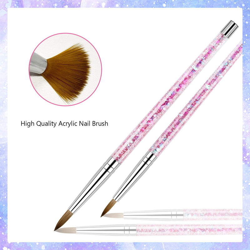 Vrenmol 2pcs Acrylic Nail Brush Set for Acrylic Powder Monomer Application Sable Round Nail Art Brush for Acrylic Nails Extension Carving with Liquid Glitter Handle (#Size 8 & #Size 12) - BeesActive Australia