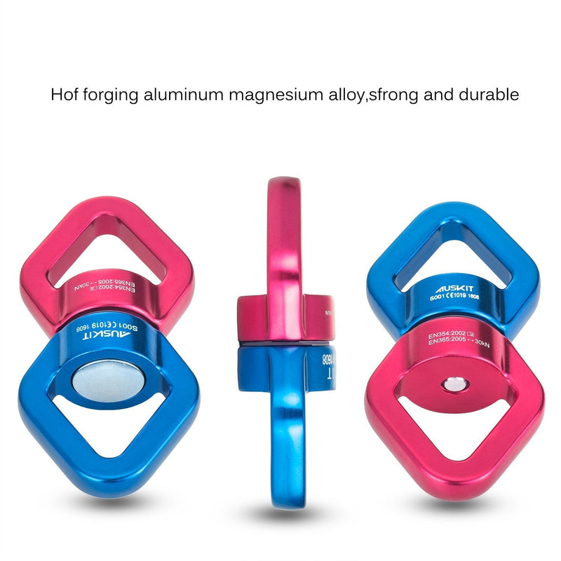 AusKit Swing Swivel, 30 KN Safest Rotational Device Hanging Accessory with Carabiners for Web Tree Swing, Therapy Swing, Aerial Dance, Swing Spinner Hanger, Rock Climbing, Hanging Hammocks Red - BeesActive Australia