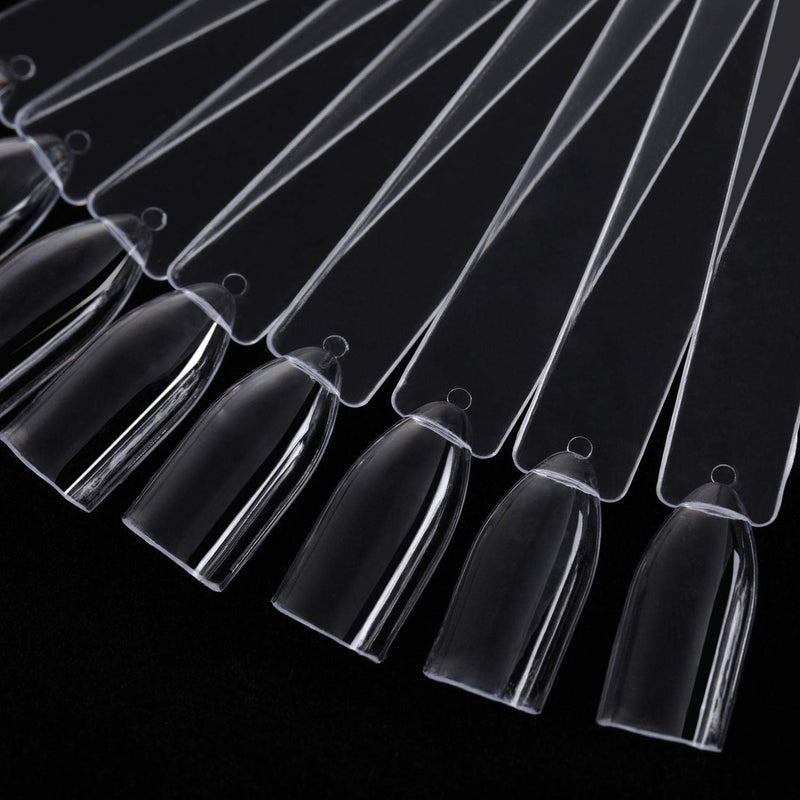 200 Pieces Nail Tips Sticks Transparent Nail Art Practice Nail Tips Display with Metal Screw Holder Fan Shaped Plastic Nail Art Tips Clear - BeesActive Australia