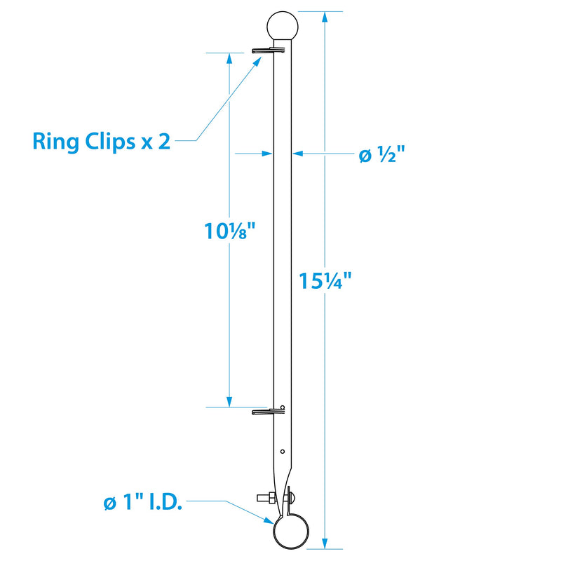 [AUSTRALIA] - SEACHOICE 77001 Heavy-Duty Stainless Steel Rail Clamp Flag Staff for 7/8-Inch Diameter Rail 