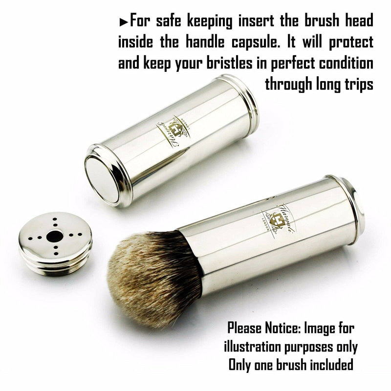 Haryali London Travel Shaving Brush with Nickel Plated Handle Christmas Gift (Silver Tip Badger Hair) Silver Tip Badger Hair - BeesActive Australia