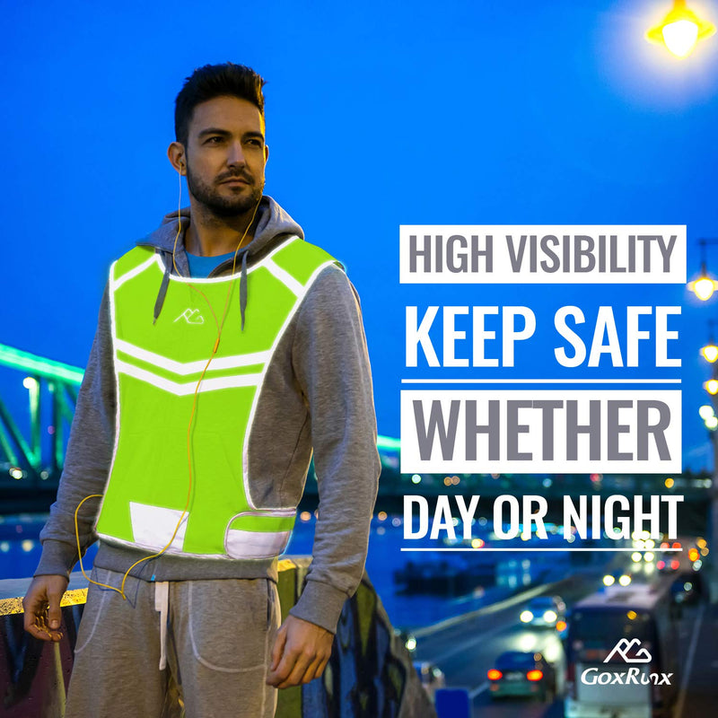 [AUSTRALIA] - GoxRunx Reflective Running Vest Gear, Light & Comfortable Cycling Motorcycle Reflective Vest,Large Zippered Inside Pocket & Adjustable Waist,High Visibility Night Running Safety Vest Yellow Large-X-Large 