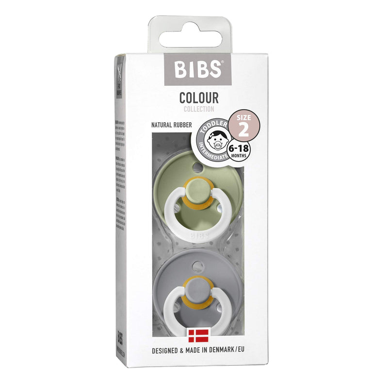 Bibs Pacifiers | Natural Rubber Baby Pacifier | Set of 2 BPA-Free Soothers | Made in Denmark | Sage Night/Cloud Night | Size 6-18 Months - BeesActive Australia