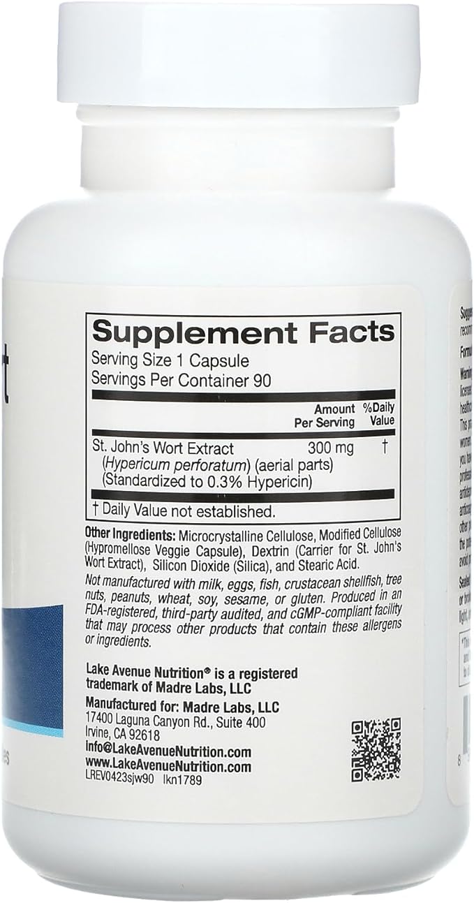 Lake Avenue Nutrition, St. John's Wort Extract, 300 mg, 90 Veggie Capsules - BeesActive Australia