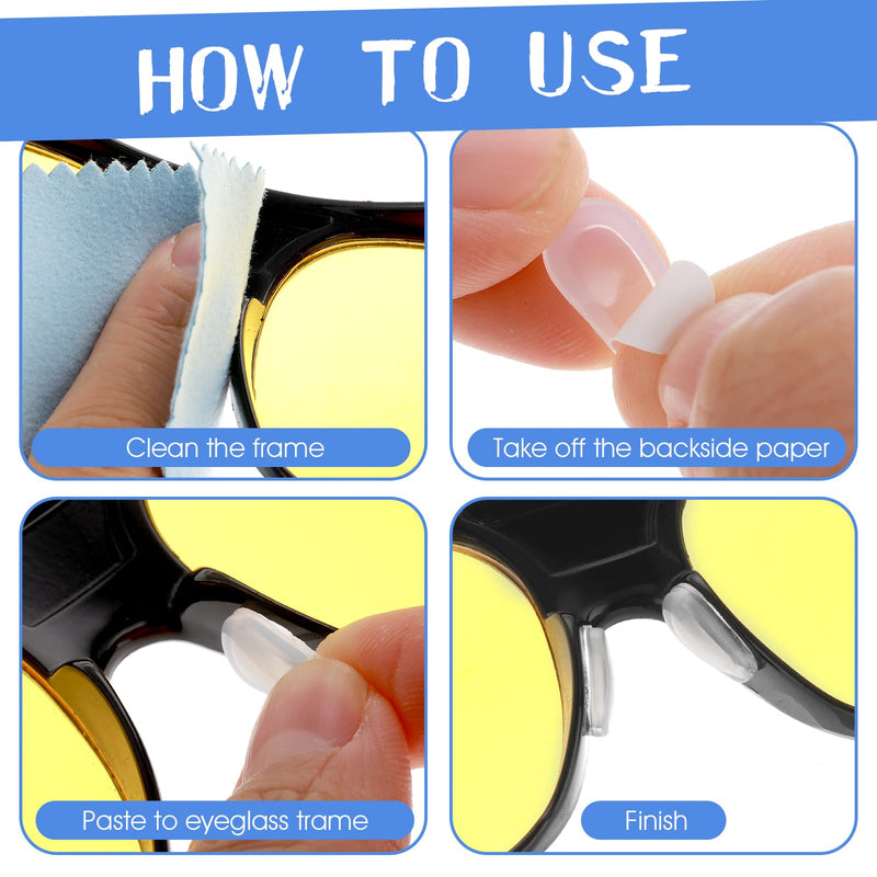 Bewudy 10 Pairs Eyeglass Nose Pads for Glasses, 3mm Adhesive Eyeglasses Nose Grips with Airbag, Soft Silicone Nosepads for Eyeglasses Sunglasses Reading Glasses (Transparent) Transparent - BeesActive Australia