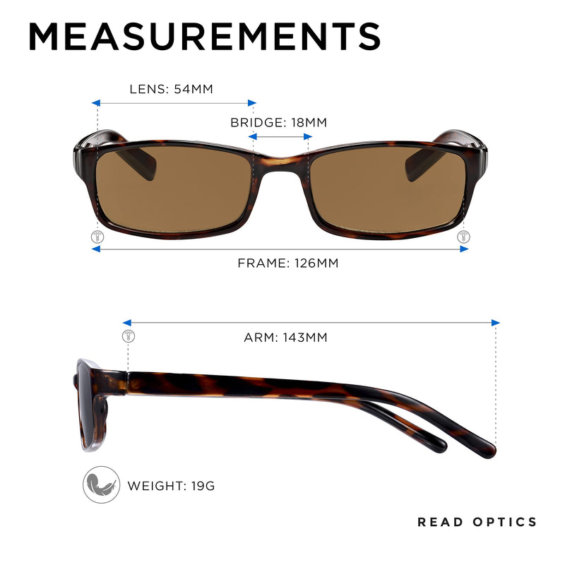 Read Optics Reading Glasses +1 to +3.5 Tinted Reading Sunglasses in Tortoiseshell & Black +2.0 Brown Sunreader - BeesActive Australia