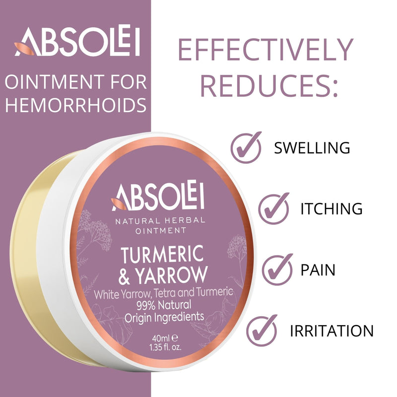 Absolei Haemorrhoids Ointment, Natural Turmeric and Yarrow Ointment to Soothe The Pain, Swelling and Itching, 40 ml - BeesActive Australia