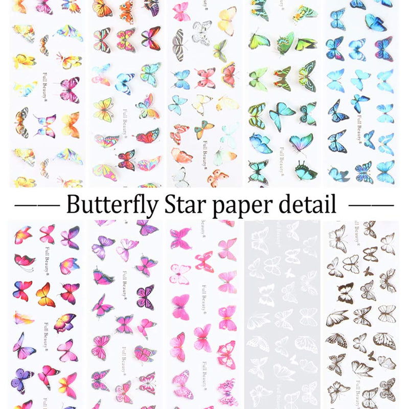 Butterfly Nail Art Foil Transfer Stickers 10 Rolls Butterfly Nail Art Decals Nail Decorations Supplies for Women Poly Nail Gel DIY Design Nail Transfer Tips Manicure Art Kit - BeesActive Australia