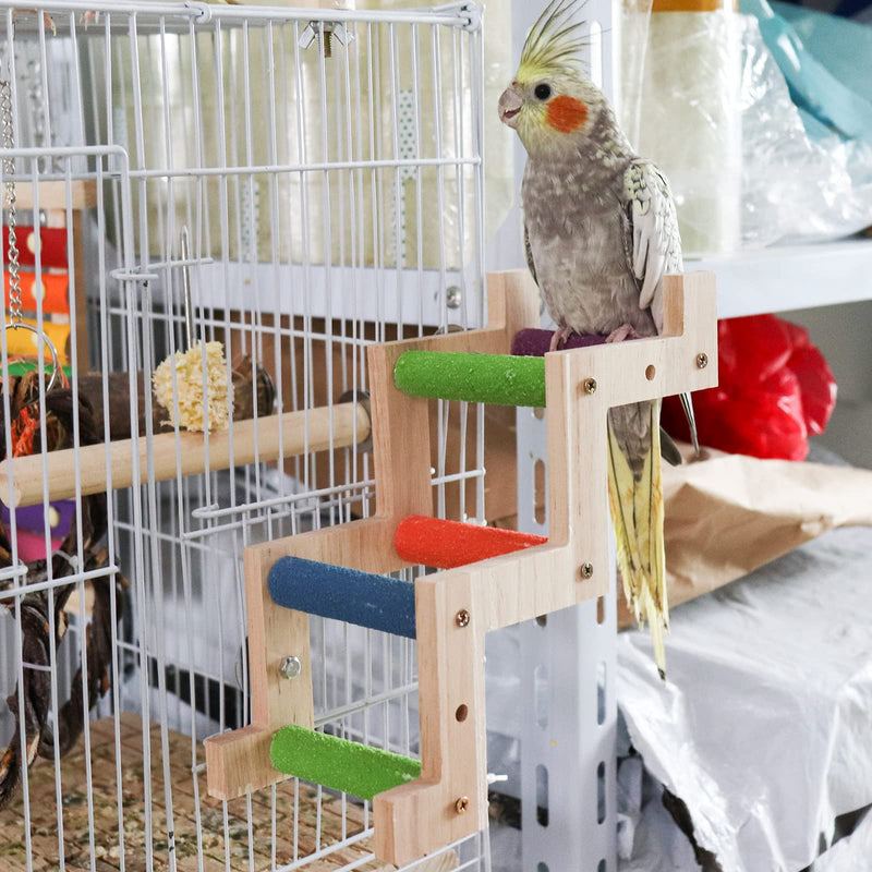 Bird Ladder Bridge, Wooden Pet Parrot Hamster Climbing Ladder Toys, Pet Bird Cage Accessories, Wood Climbing Ladder Perch for Bird Parrot Hamster Squirrel Sugar Gliders Parakeets Cockatiels Z Shape - BeesActive Australia