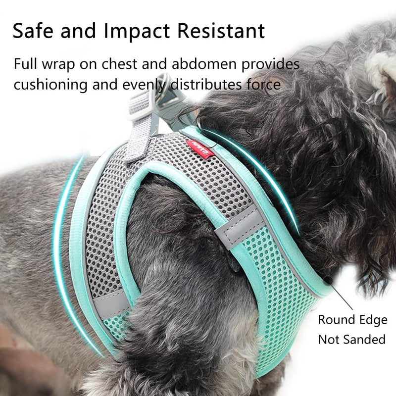 Mitili Dog Harness with Leash Set, No Pull Dogs Vest Harnesses Step-in Air Reflective Adjustable Breathable Mesh Cat Harness fit Small Medium Puppy Pet Cats Green M(Chest:13-16") - BeesActive Australia