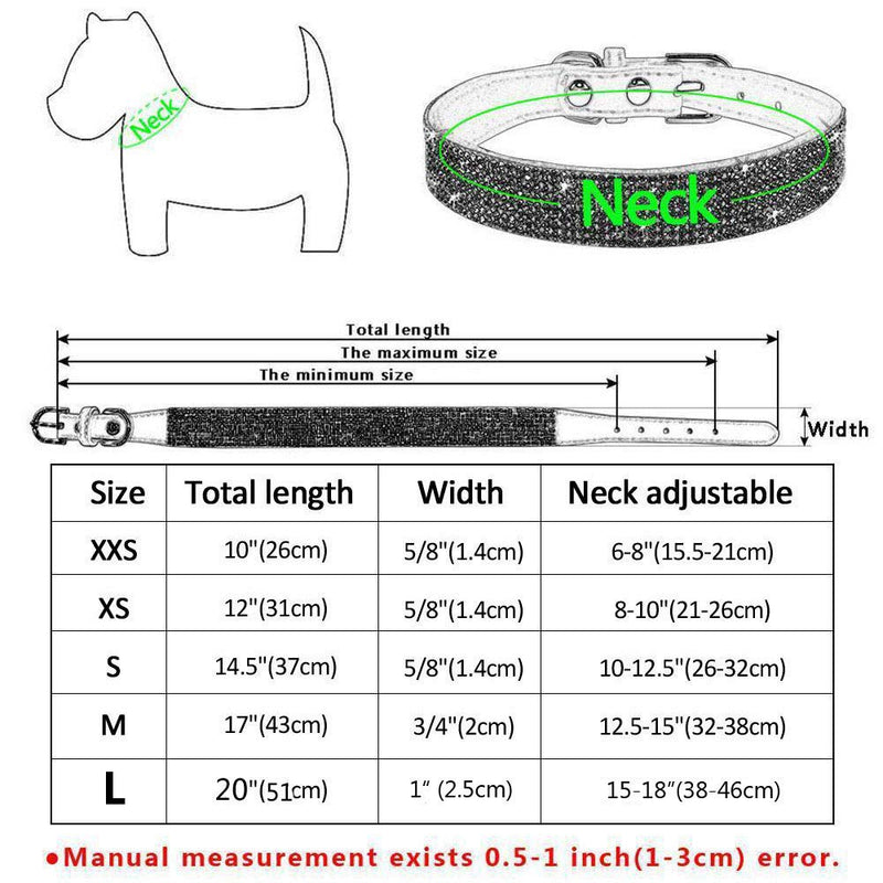 Haoyueer Rhinestone Dog Collar, Cute Dazzling Sparkling Soft Suede Leather Dog Cat Rhinestone Collar Crystal Diamond Pet Dog Puppy Collar S Black - BeesActive Australia