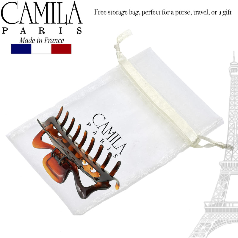 Camila Paris CP41 French Large Hair Clips for Women Thick Hair for Long Curly Wavy Hair, Girls Hair Claw Clip, Durable Styling Big Claw Clip for Thick Hair, Strong Hold No Slip Grip, Made in France Tortoise Shell 4.5" - BeesActive Australia