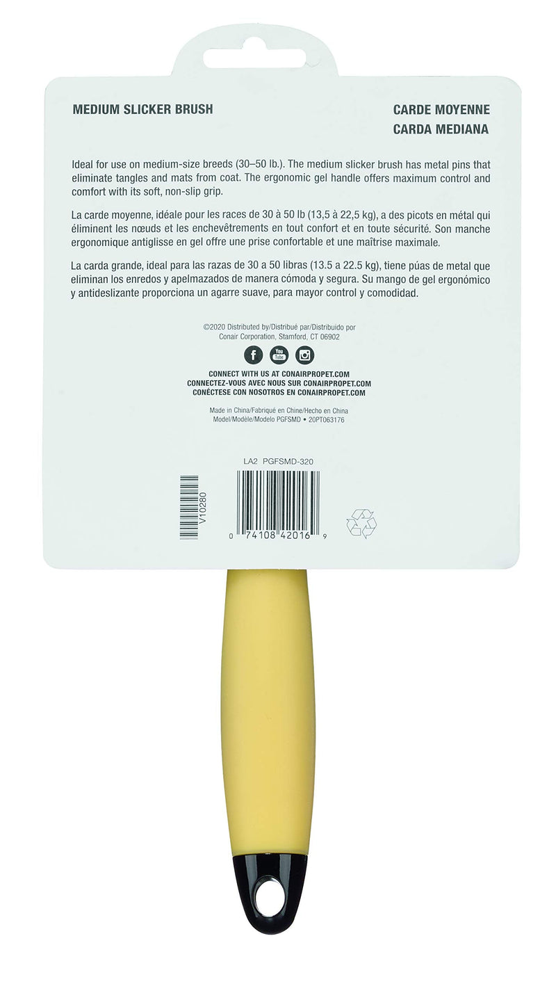 CONAIRPRO dog & cat Medium Dog Slicker Brush, Dog Brush for Shedding, Removes Tangles & Mats, Metal Pins for Removing Undercoat & Dander, Ideal for Midsized Breeds - BeesActive Australia