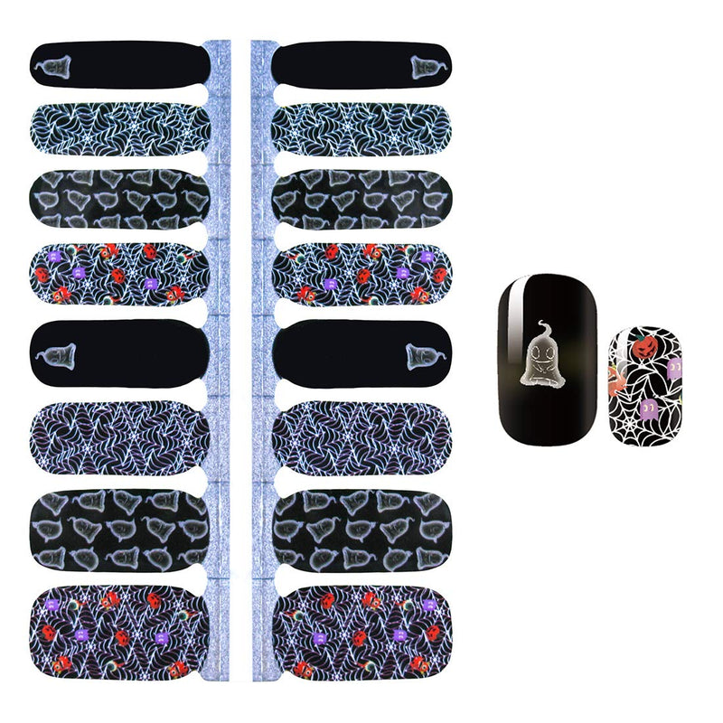 SILPECWEE 5 Sheets Adhesive Nail Wraps Stickers Tips with 1Pc Nail File Nail Polish Decals Strips Halloween Manicure Kit for Women NO2 - BeesActive Australia