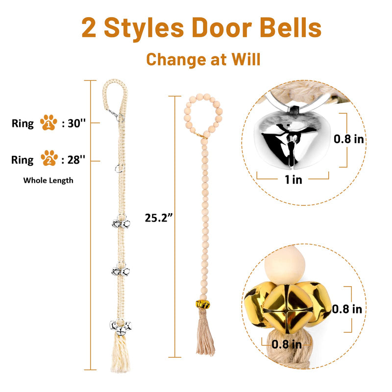 HOSFROLL Dog Doorbell, Dog Bell for Door Potty Training Bell Dog Supplies Door Bell for Dogs to Ring to Go Outside Puppy Training Potty Bells Sliver Bell,2 Pack - BeesActive Australia