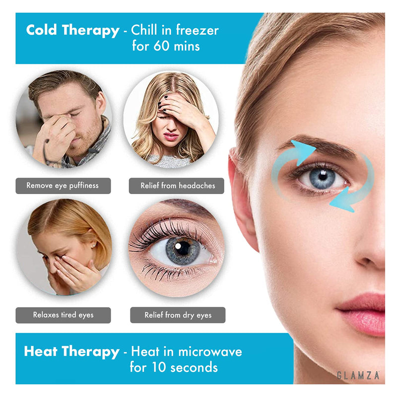 Cooling Eye Mask GLAMZA� Reusable Hot Cold Gel Bead Eye Mask for Dark Circles, Puffy Eyes, Migraine, Headache - Blue - BeesActive Australia