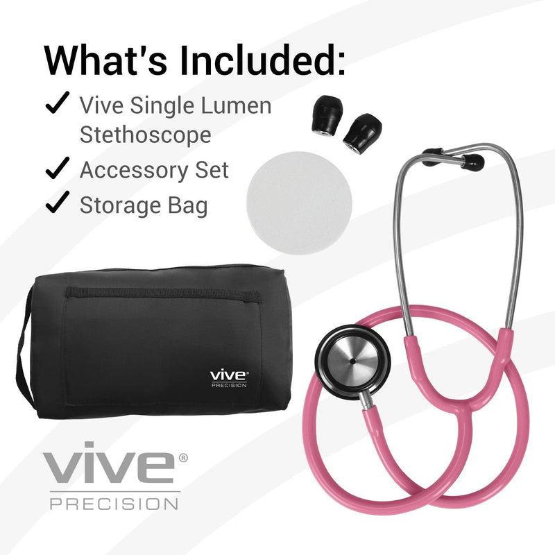 Vive Precision Dualhead Stethoscope - Dual Head Diaphragm Bell for Nurses, ER, Cardiology, Veterinary (Pink) Pink - BeesActive Australia