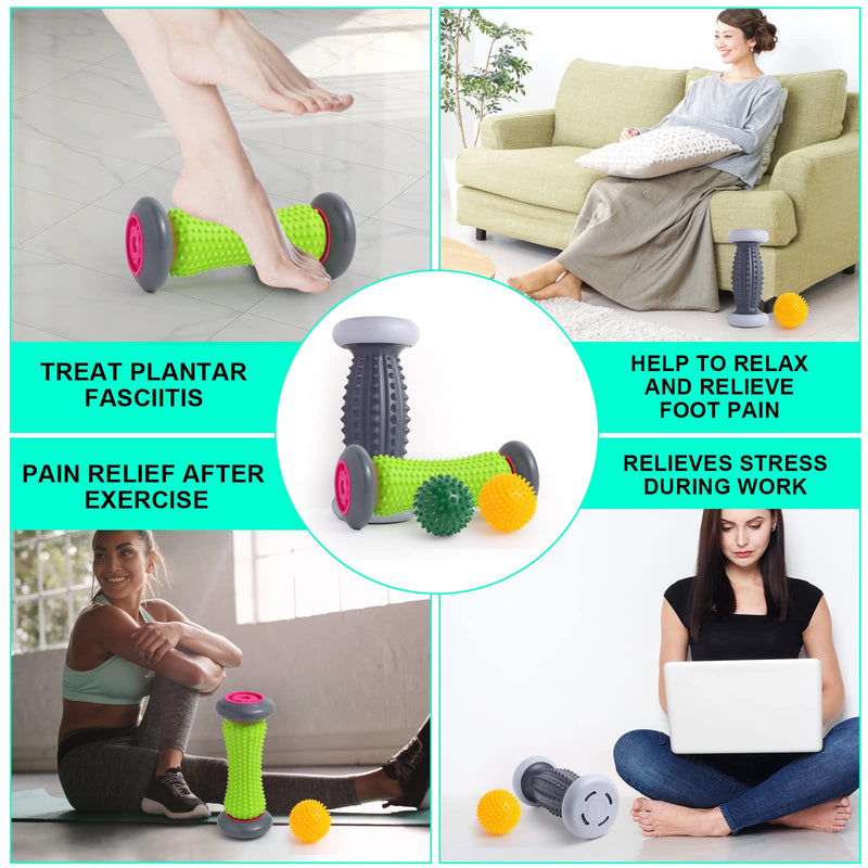 EliaValth Foot Roller for Plantar Fasciitis and Neuropathy, Foot Massager for Plantar Fasciitis Relief, Neuropathy, Reflexology Tool - 2 Foot Massage Roller & 2 Foot Massage Ball (Gray, Small) - BeesActive Australia