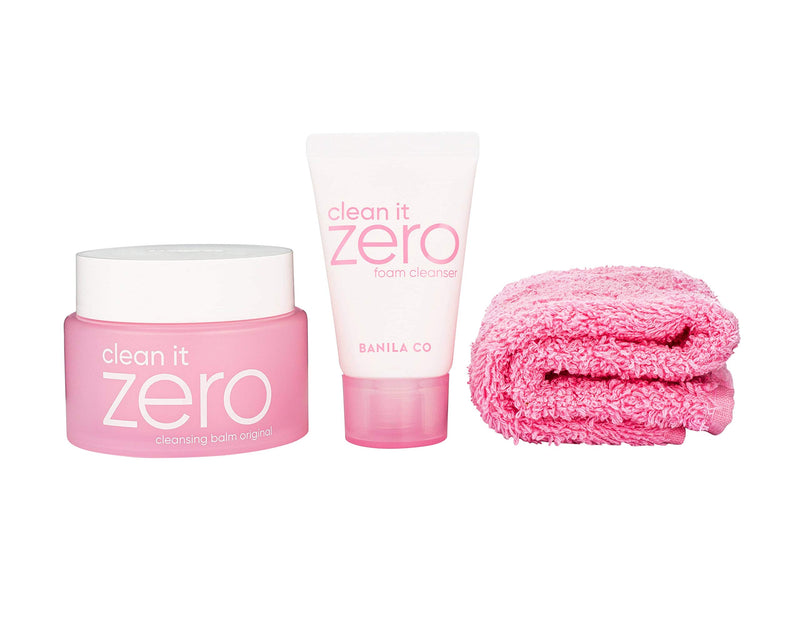 Banila Co Bathroom BFF Set, Clean It Zero 3 piece Double Cleansing Set with Cleansing Balm, Makeup Remover Towel and Foam Cleanser, giftset kit - BeesActive Australia