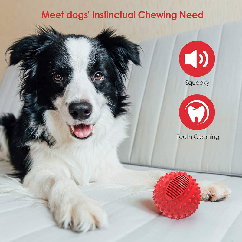 PETIZER Squeaky Dog Ball Toy for Aggressive Chewers ,4 Inches Indestructible Durable Big Dogs Chew Spiky Ball, Floatable Rubber Pet Toys for Medium &Large Breeds Red - BeesActive Australia
