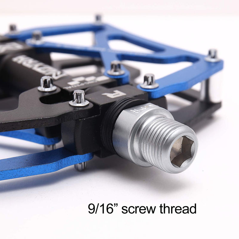 MZYRH Mountain Bike Pedals, Ultra Strong Colorful CNC Machined 9/16" Cycling Sealed 3 Bearing Pedals BLACK BLUE 3 Bearings - BeesActive Australia