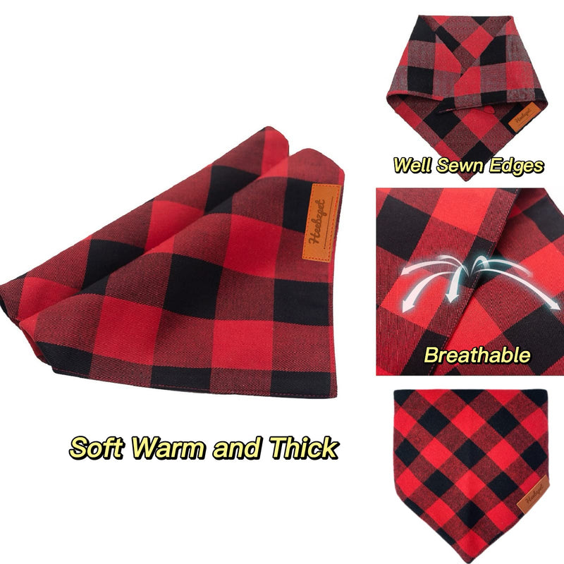 Buffalo Plaid Dog Bandanas 1Pack, Thanksgiving Christmas Red Plaid Dog Bandanas Scarf Triangle Bibs Kerchief Flannel Thicken Cotton Bandana for Small Medium Large Dogs and Cats - BeesActive Australia