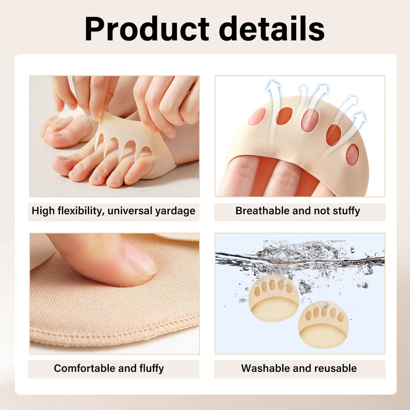 6 Pairs Ball of Foot Cushion Pads for Heels, Honeycomb Fabric Forefoot Pads, Soft Women Forefoot Pads, Reusable Feet Sweat Pads Relief Fatigue Pain Metatarsal Pads for Women Men (3Black+3Skin Colour) 3black+3skin Colour - BeesActive Australia