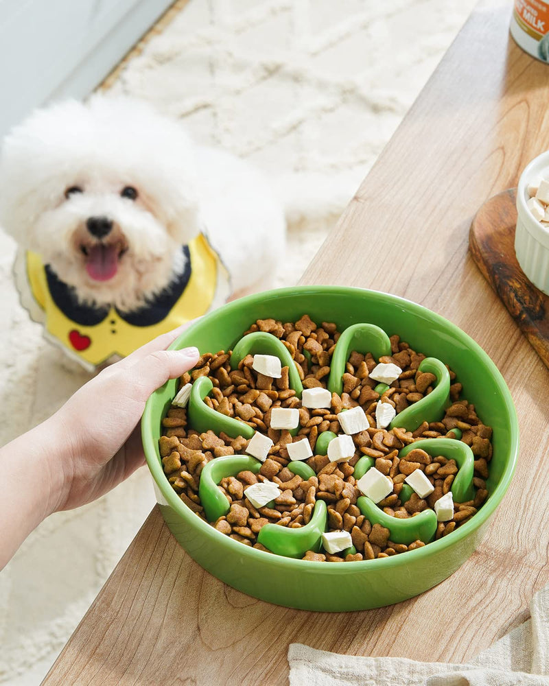 LE TAUCI Dog Bowl Slow Feeder Ceramic, 1.5 Cups Slow Feeding Dog Bowl Small Medium Breed, Puppy Slow Feeder Bow for Fast Eaters, Dog Dishes to Slow Down Eating, Puzzle Dog Food Bowl - BeesActive Australia