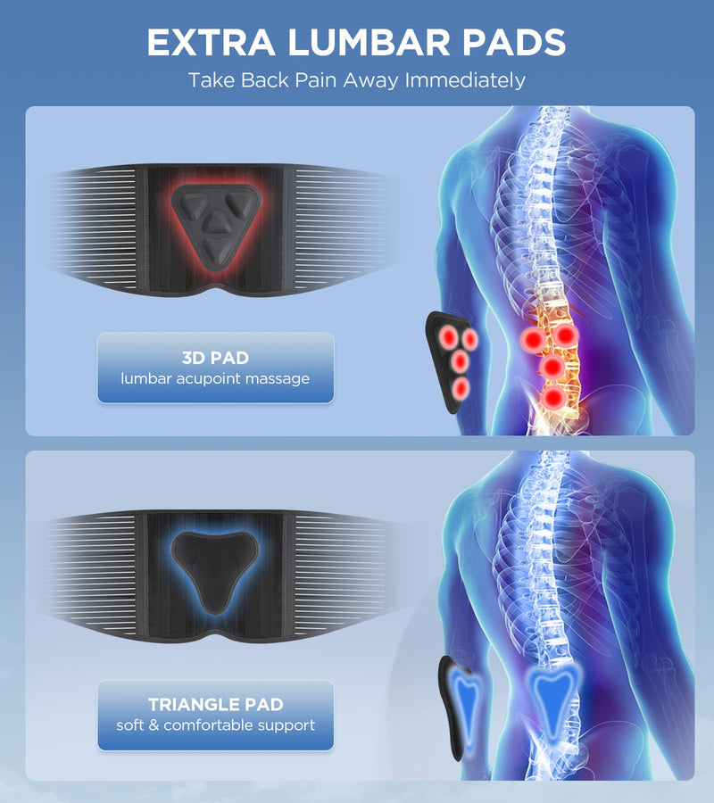CAMRIER Back Brace for Lower Back Pain Relief with 3D Lumbar Pad, 6X Back Support Belt With Alternative Strips for Men/Women, Soft Breathable Mesh Fabric Lumbar Support for Herniated Disc, Sciatica Large Black - BeesActive Australia