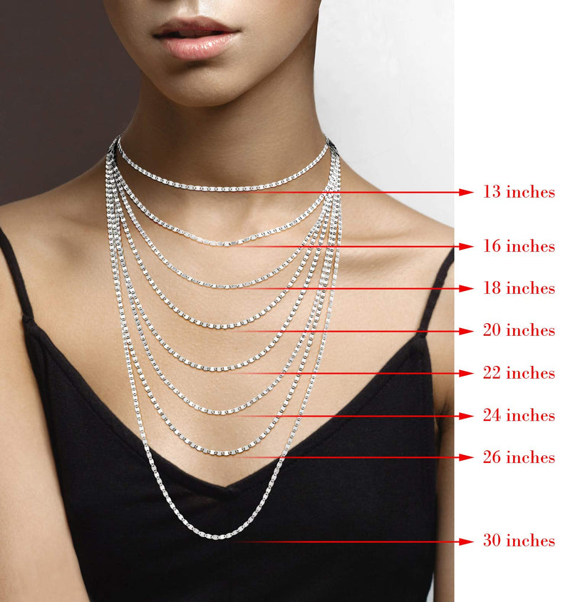 Miabella 925 Sterling Silver Italian Sparkle Mirror Link Chain Necklace for Women Teen Girls, Made in Italy Length 26 Inches - BeesActive Australia