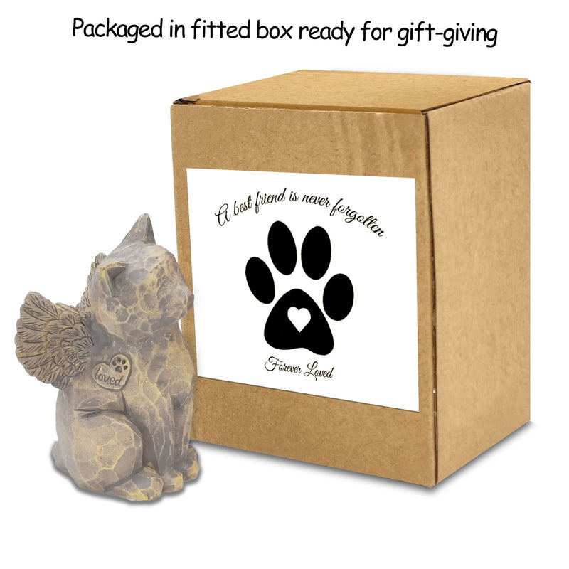 Tsyulog Cat Angel Memorial Figurine, Cat Memorial Gifts, Losing a Cat Sympathy Gift, Cat Gifts for Cat Lovers, Passed Away Cat Gift, Sculpted Hand-Painted Figure Natural-love My Cat (Dark) - BeesActive Australia