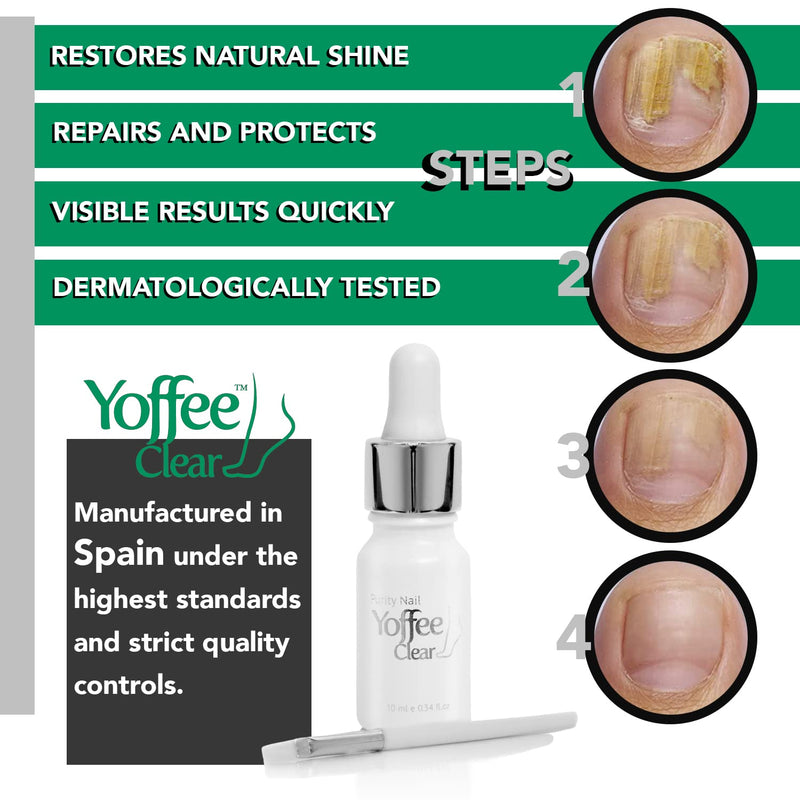 Yoffee Clear Nail Care - Anti Fungal Nail Treatment for Finger and Toenails - 10 ml - Antibacterial and Antiseptic - Fungal with Organic Argan Oil and Tea Tree Oil - Concentrated Formula/Made in Spain 10 ml (Pack of 1) - BeesActive Australia