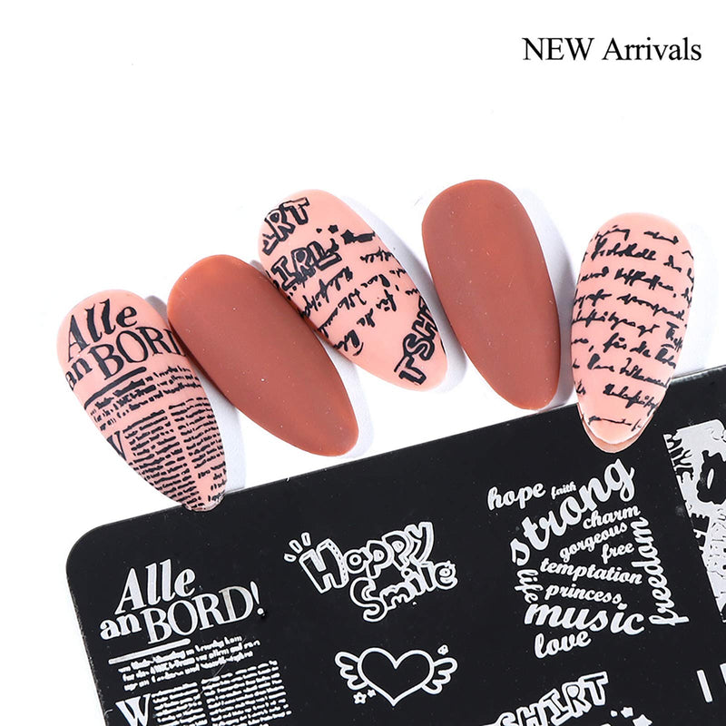 Nail Stamper Set 5PCS Nail Stamping Plates + 1 Stamper + 1 Scraper Lace Word Letter Love Heart Cupid Eros Butterfly Leaf Stars Moon Spaceship Pattern Nail Design Kit Nail Supplies DIY Decoration Tool - BeesActive Australia