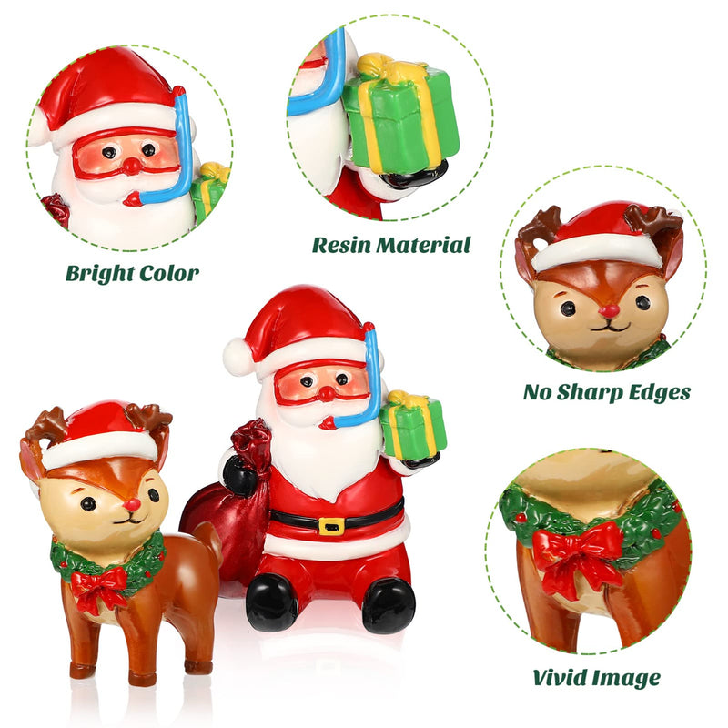 POPETPOP 2Pcs Christmas Aquarium Decorations- Resin Fish Tank Decoration Santa Claus Reindeer Micro Landscape Ornaments for Holiday Fish Tank Supplies Table Decor Santa Claus + Reindeer - BeesActive Australia